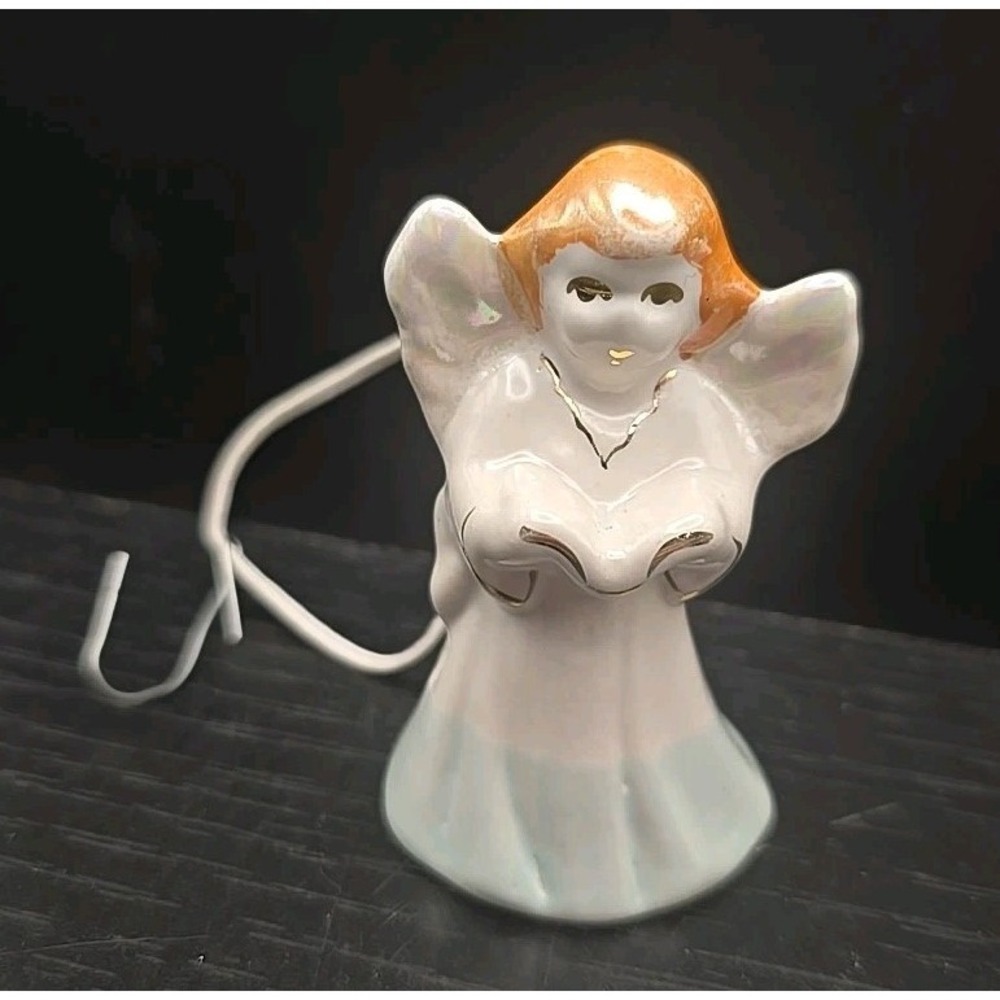 Vintage Ceramic 2" Miniature Angel Bell Ornament Japan